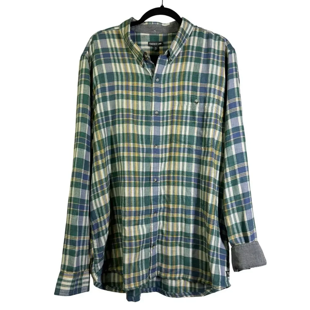 TOAD & CO Shirt XL Airsmyth Lightweight Plaid Flannel Button‎ Down Recycled